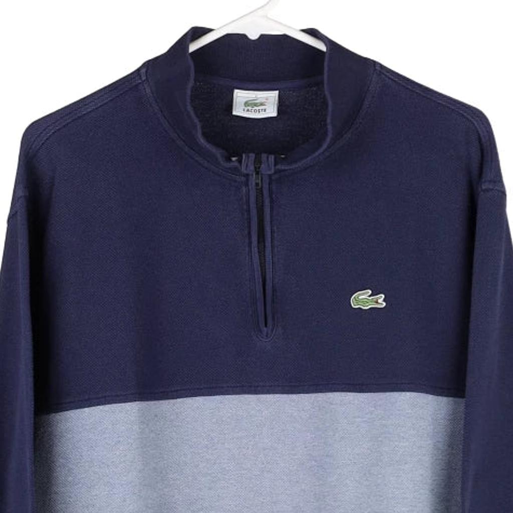 Lacoste Striped 1/4 Zip - XL Blue Cotton