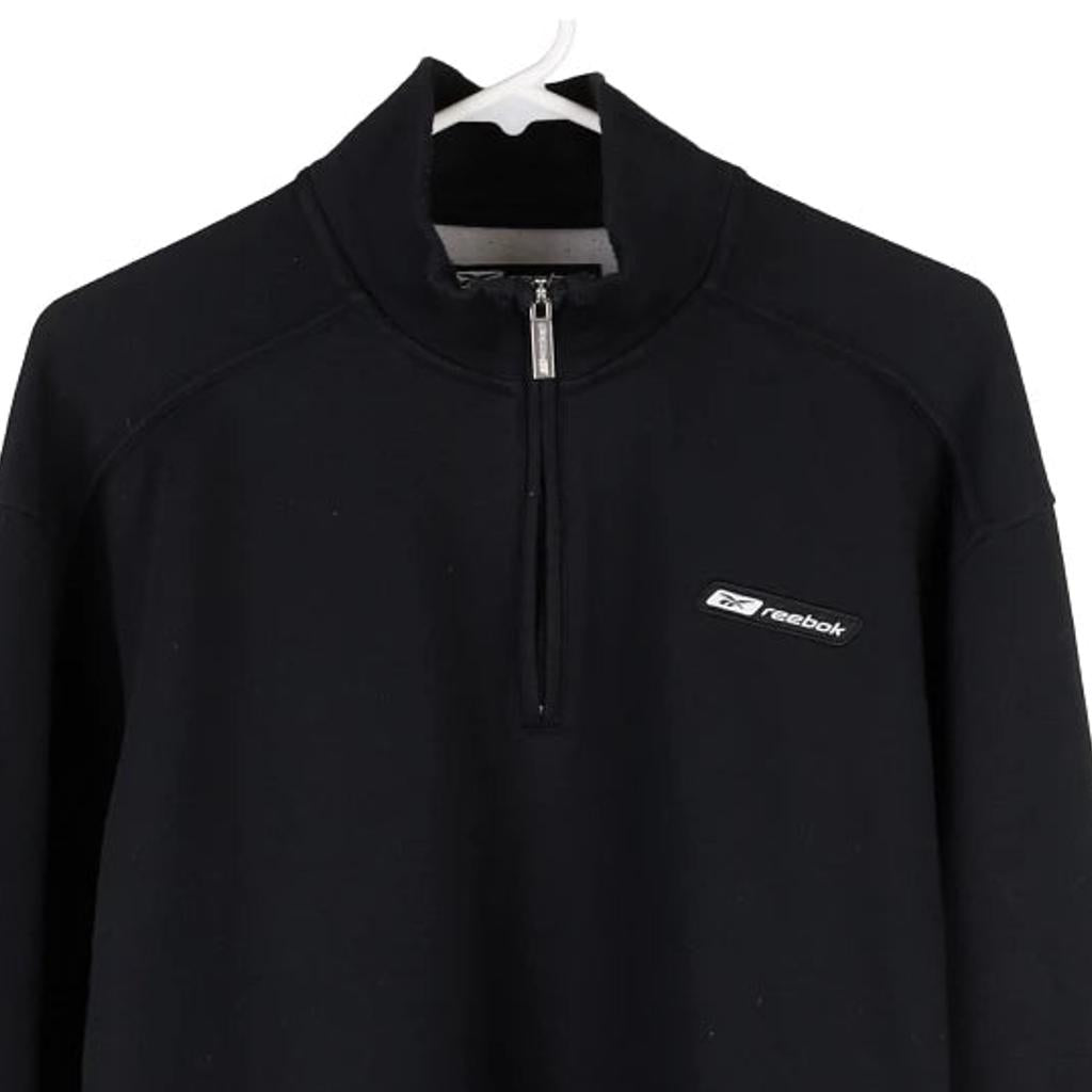 Reebok 1/4 Zip - Large Black Polyester Blend