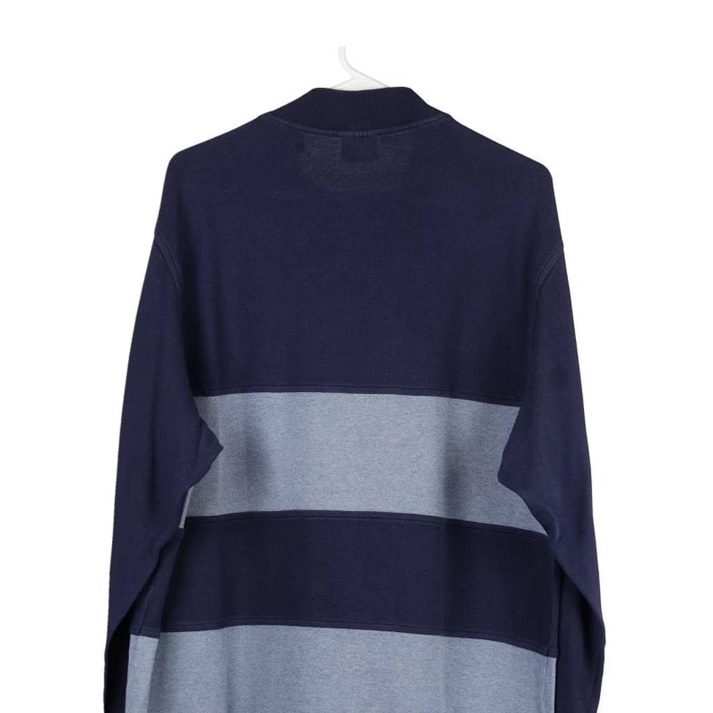 Lacoste Striped 1/4 Zip - XL Blue Cotton