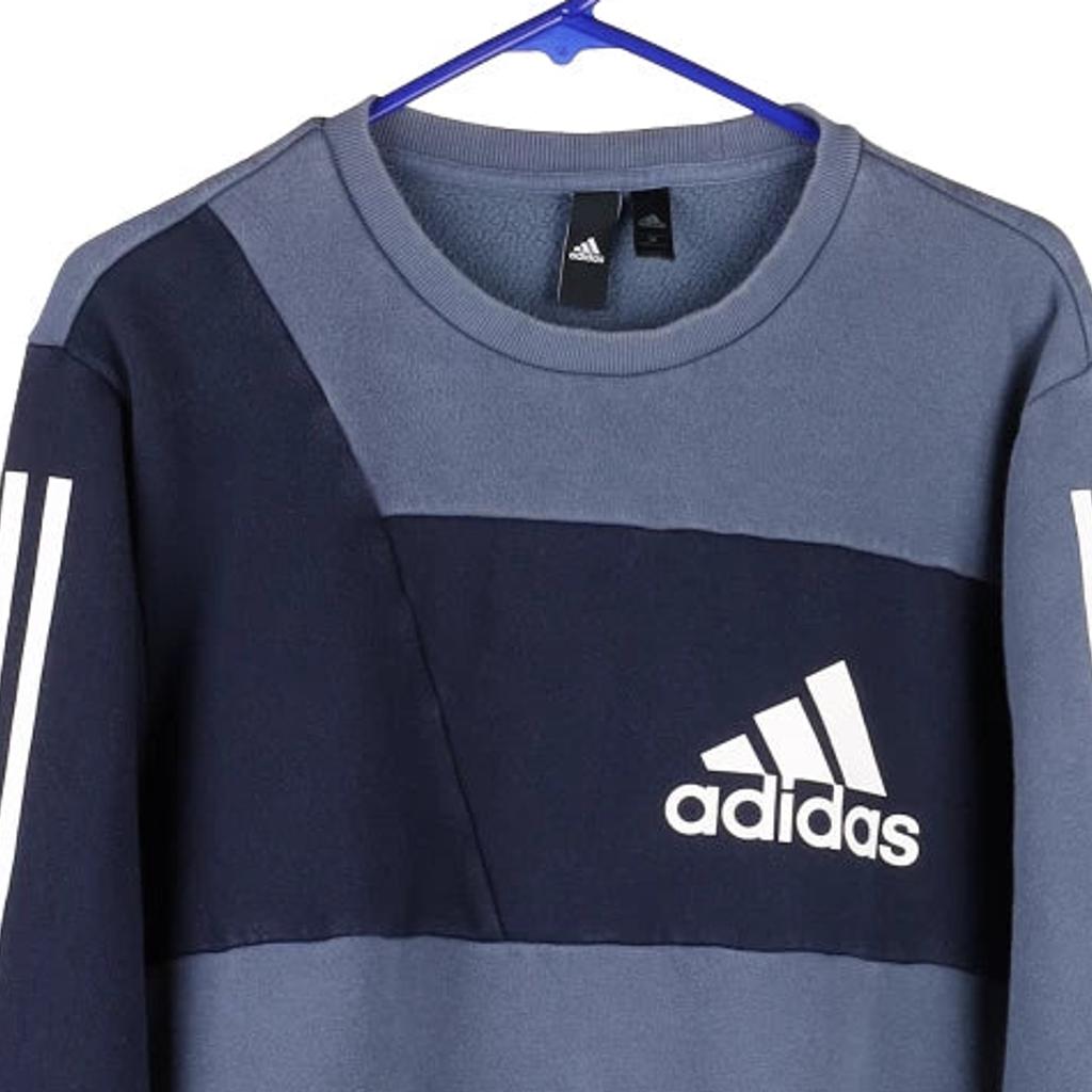 Adidas Sweatshirt - Medium Blue Cotton Blend