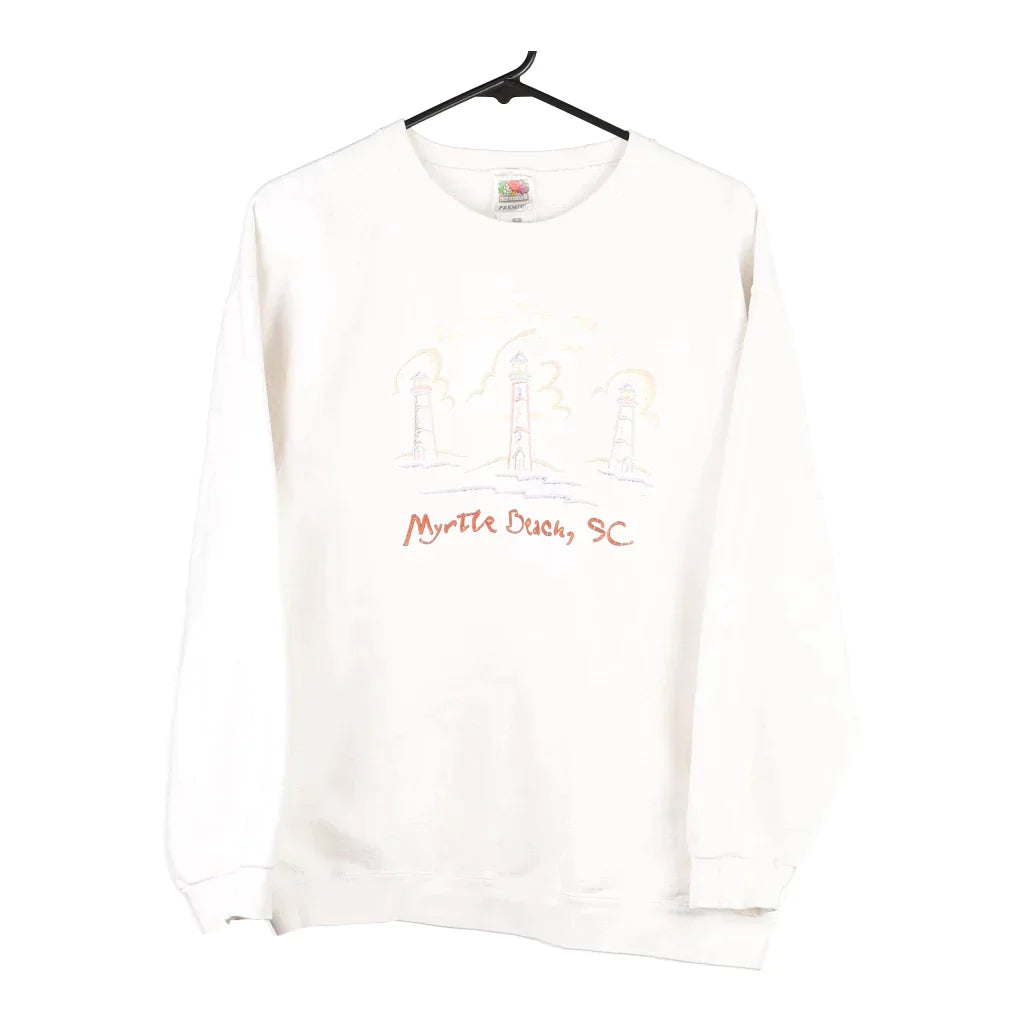 Myrtle Beach, SC Fruit Of The Loom Embroidered Sweatshirt - XL White Cotton Blend