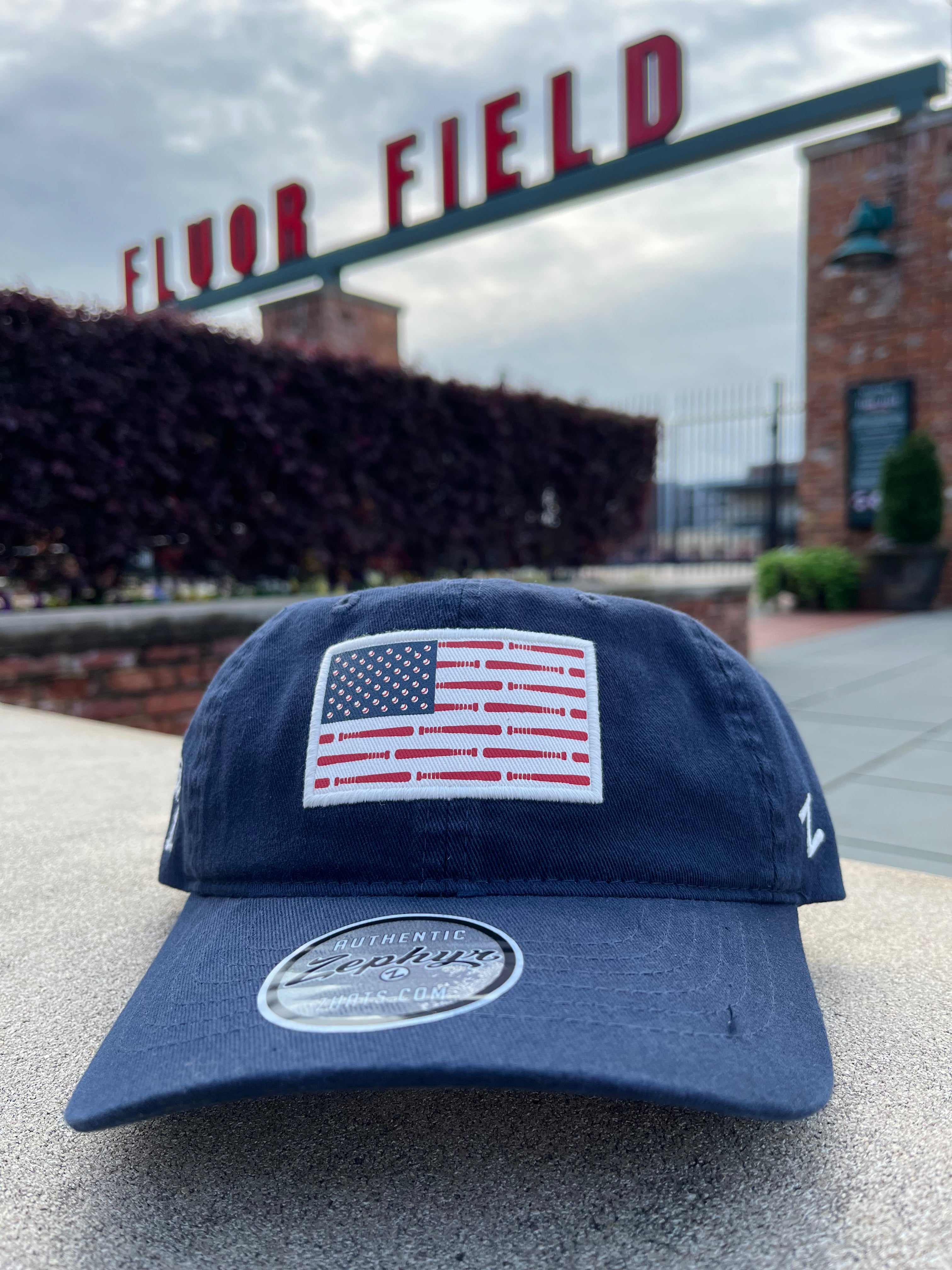 Greenville Drive Zephyr Navy Baseball & Bat Flag Hat