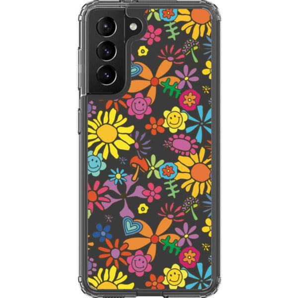 Aesthetic Retro Flowers Clear Phone Case