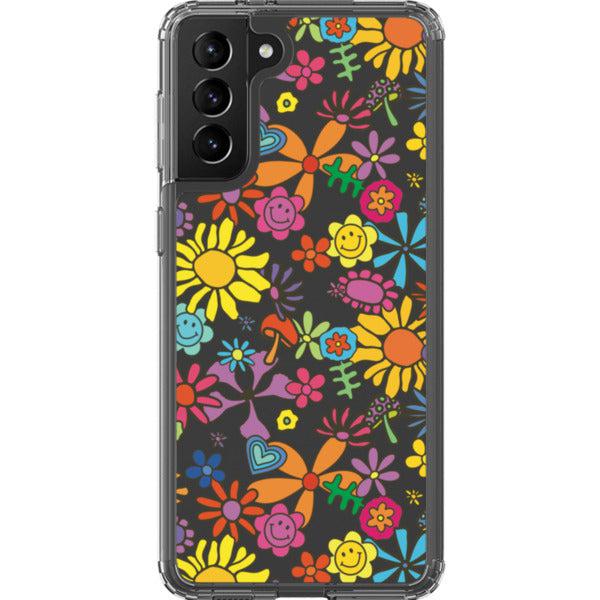 Aesthetic Retro Flowers Clear Phone Case