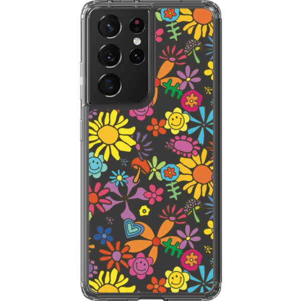 Aesthetic Retro Flowers Clear Phone Case