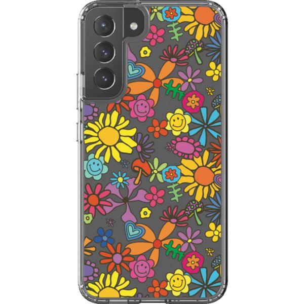 Aesthetic Retro Flowers Clear Phone Case