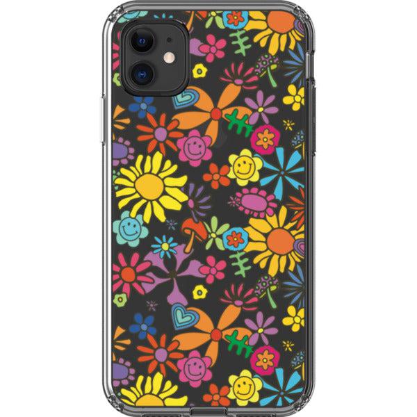 Aesthetic Retro Flowers Clear Phone Case