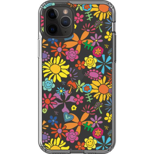 Aesthetic Retro Flowers Clear Phone Case