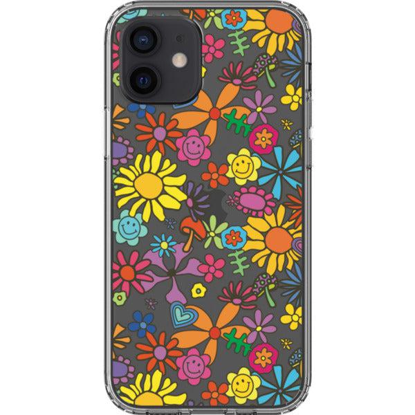 Aesthetic Retro Flowers Clear Phone Case