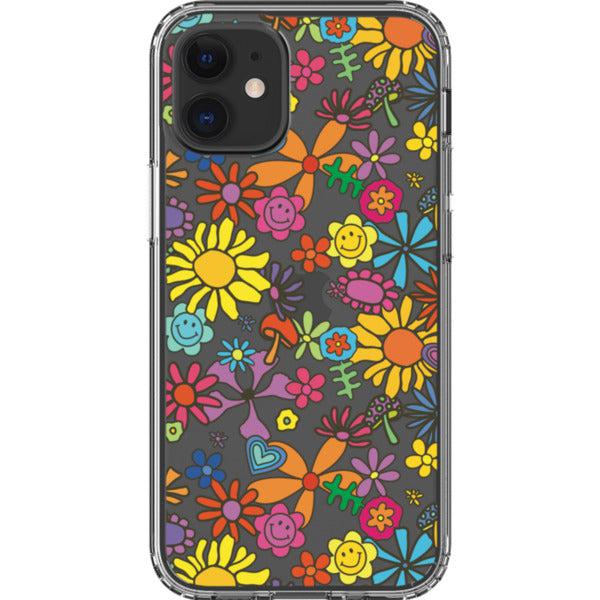 Aesthetic Retro Flowers Clear Phone Case