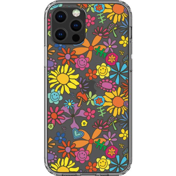 Aesthetic Retro Flowers Clear Phone Case