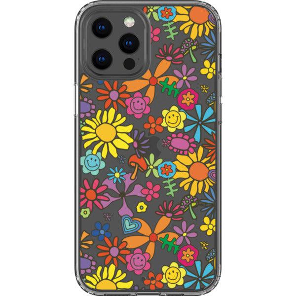 Aesthetic Retro Flowers Clear Phone Case