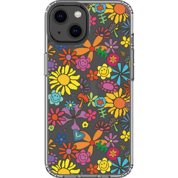 Aesthetic Retro Flowers Clear Phone Case