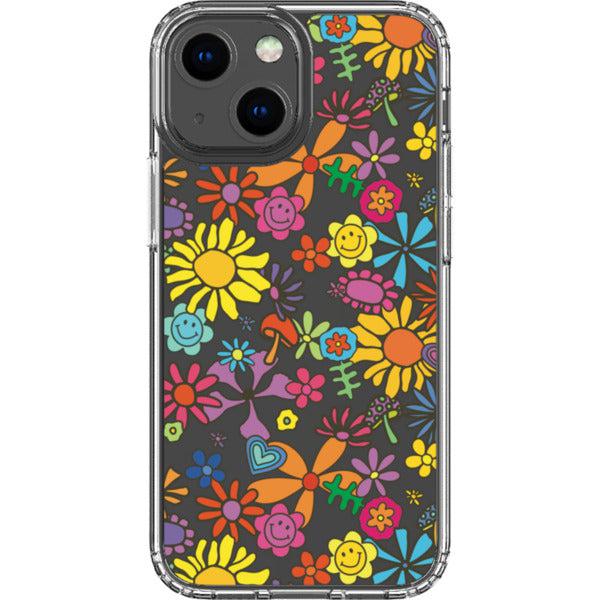 Aesthetic Retro Flowers Clear Phone Case