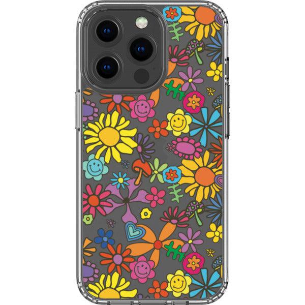 Aesthetic Retro Flowers Clear Phone Case