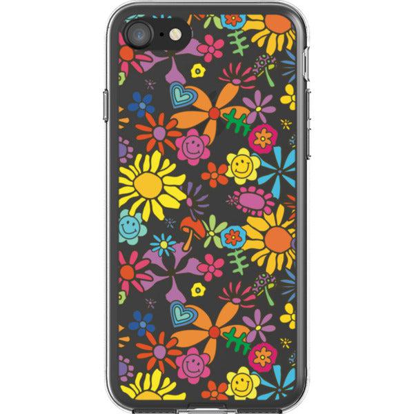 Aesthetic Retro Flowers Clear Phone Case