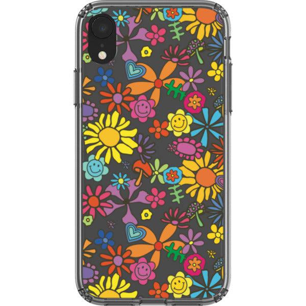 Aesthetic Retro Flowers Clear Phone Case