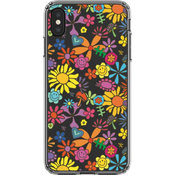 Aesthetic Retro Flowers Clear Phone Case