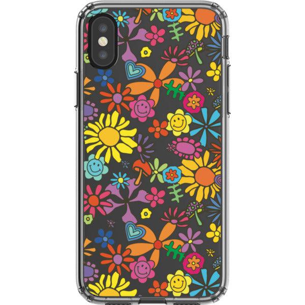 Aesthetic Retro Flowers Clear Phone Case