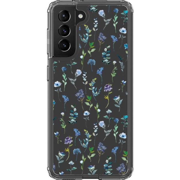 Blue Watercolor Flowers Clear Phone Case