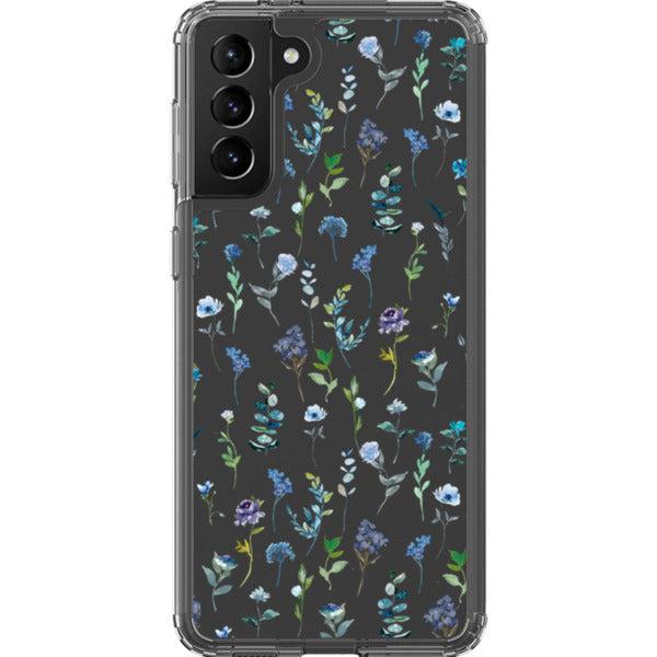 Blue Watercolor Flowers Clear Phone Case