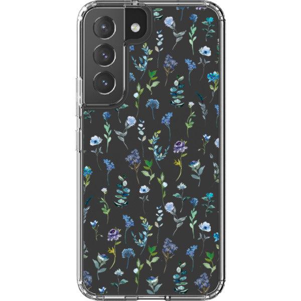 Blue Watercolor Flowers Clear Phone Case