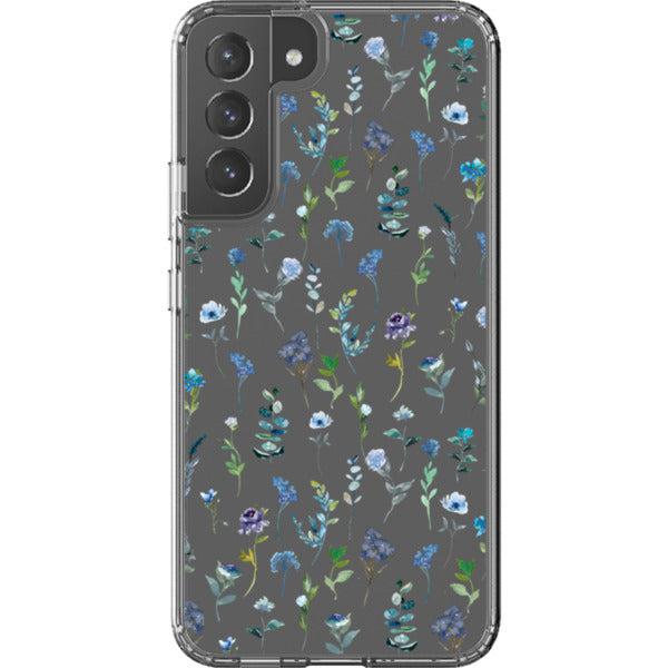 Blue Watercolor Flowers Clear Phone Case