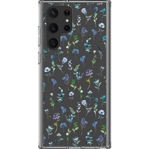 Blue Watercolor Flowers Clear Phone Case