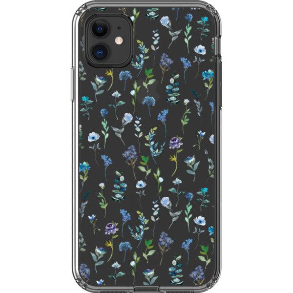 Blue Watercolor Flowers Clear Phone Case