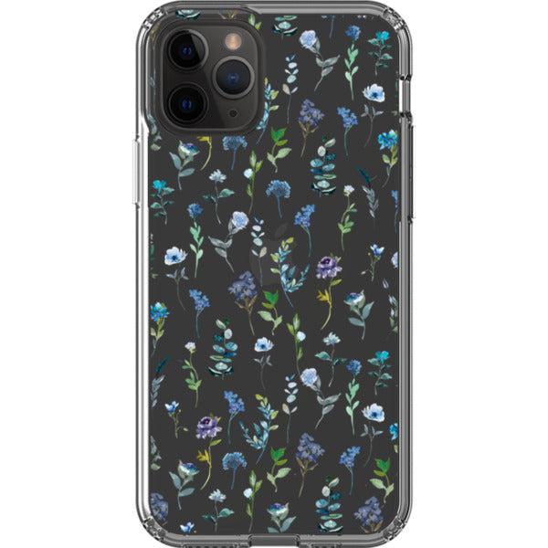 Blue Watercolor Flowers Clear Phone Case