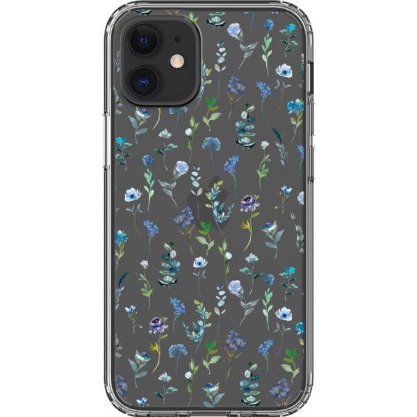 Blue Watercolor Flowers Clear Phone Case