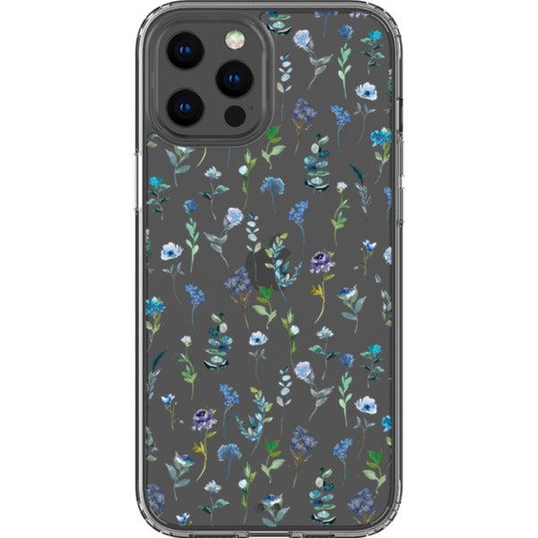 Blue Watercolor Flowers Clear Phone Case