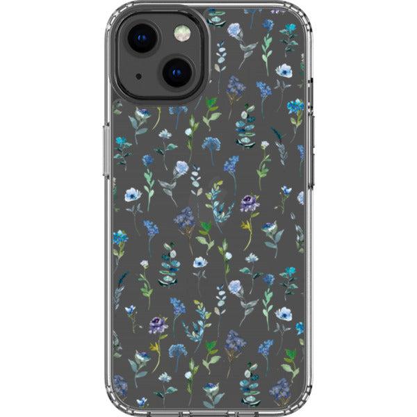 Blue Watercolor Flowers Clear Phone Case