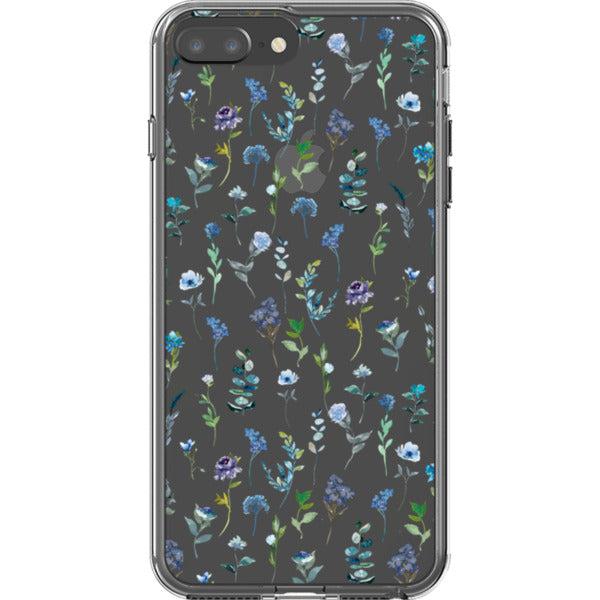 Blue Watercolor Flowers Clear Phone Case