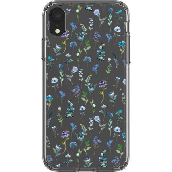 Blue Watercolor Flowers Clear Phone Case