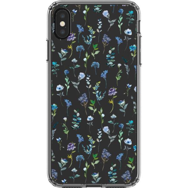 Blue Watercolor Flowers Clear Phone Case