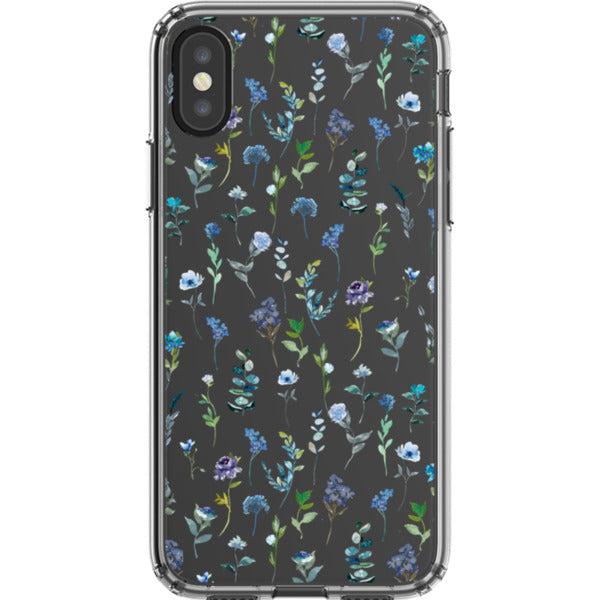 Blue Watercolor Flowers Clear Phone Case