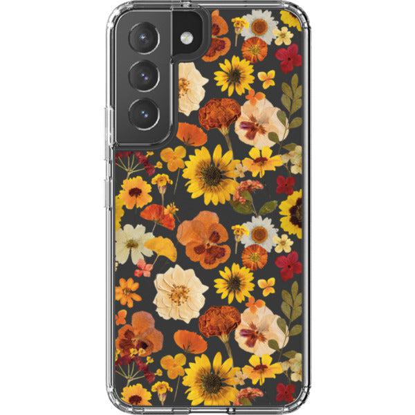 Fall Pressed Flower Print Clear Phone Case