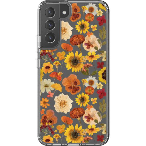 Fall Pressed Flower Print Clear Phone Case