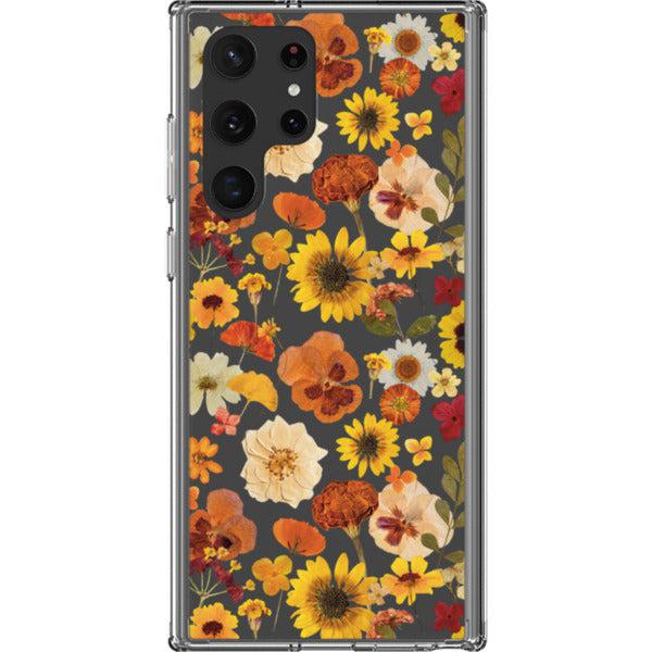 Fall Pressed Flower Print Clear Phone Case