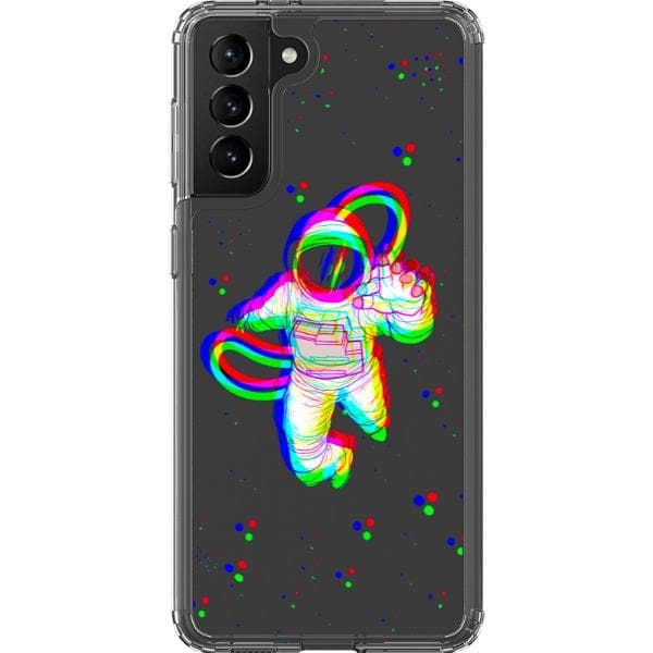 Glitch Floating Astronaut Clear Phone Case