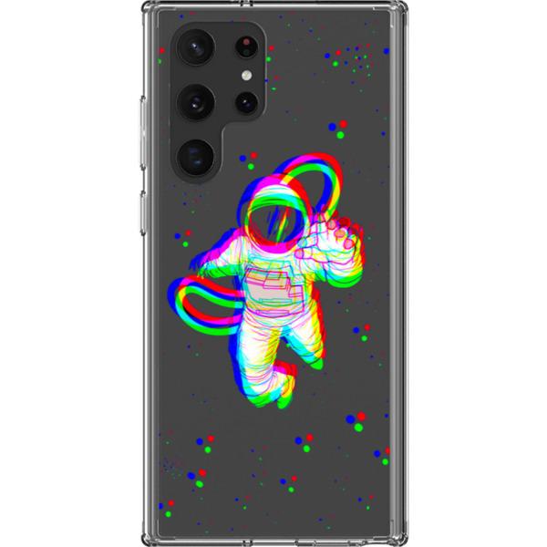 Glitch Floating Astronaut Clear Phone Case