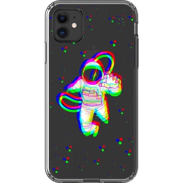 Glitch Floating Astronaut Clear Phone Case