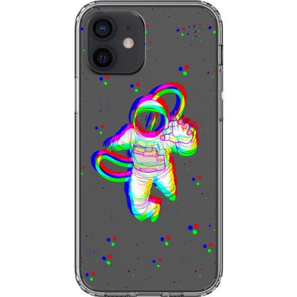 Glitch Floating Astronaut Clear Phone Case