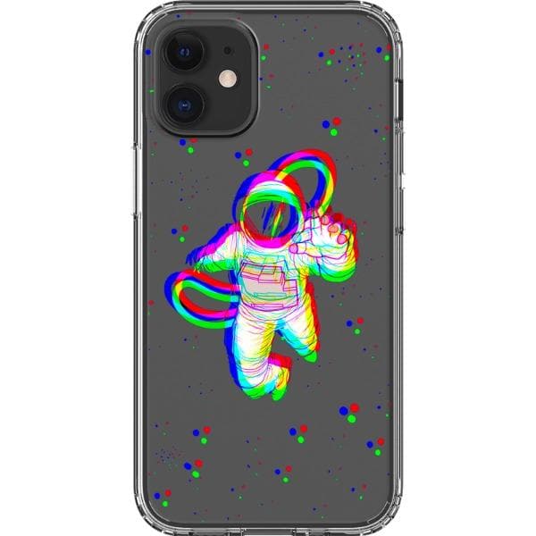 Glitch Floating Astronaut Clear Phone Case