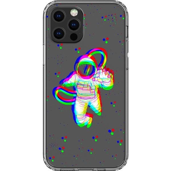 Glitch Floating Astronaut Clear Phone Case