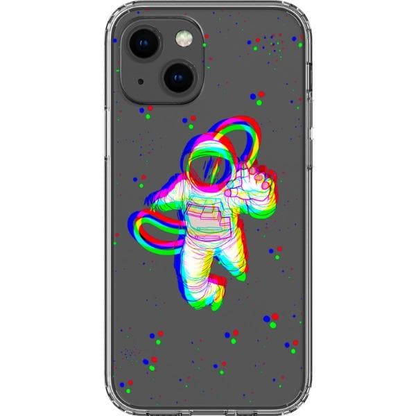 Glitch Floating Astronaut Clear Phone Case