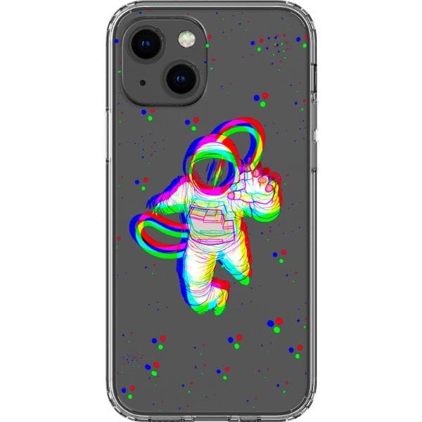 Glitch Floating Astronaut Clear Phone Case