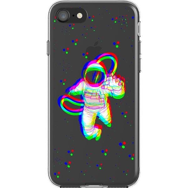 Glitch Floating Astronaut Clear Phone Case