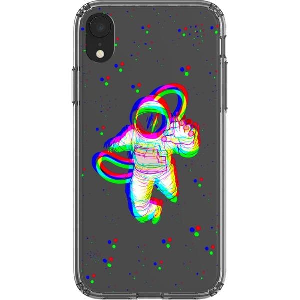 Glitch Floating Astronaut Clear Phone Case